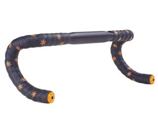 Supacaz Bartape Super Sticky Kush Splat - Ruban De Guidon Vélo Extra Adhérent Blanc/orange Fluo Avec Star Plugz