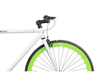 FabricBike Single Speed Bicycle - White & Green