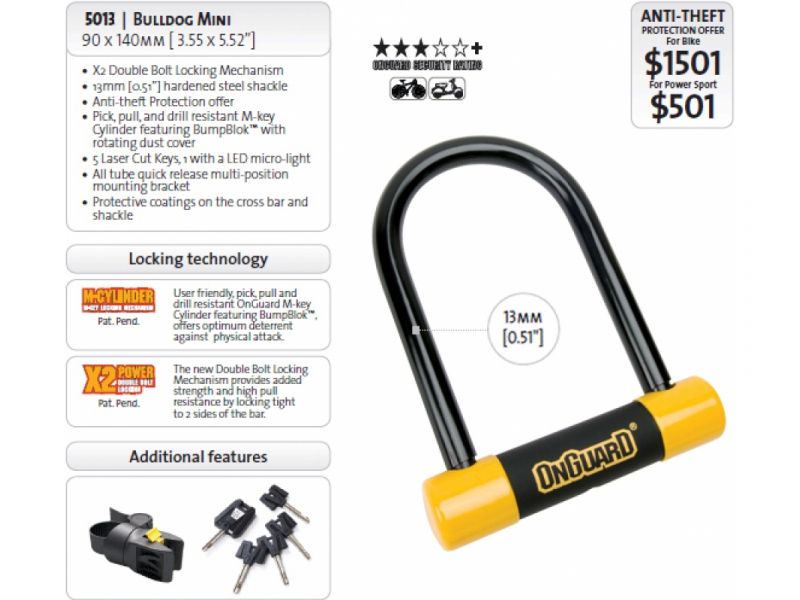 CANDADO ON GUARD U-LOCK BULLDOG MINI DT On guard - Crossmou