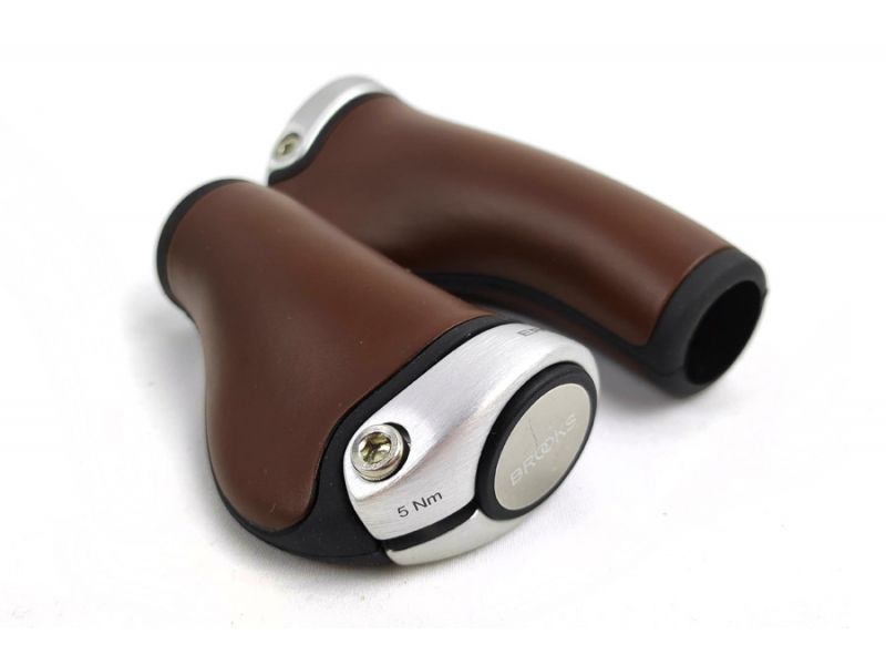 Brooks Ergon GP1 95/130 Handlebar Grips - Brown / Silver