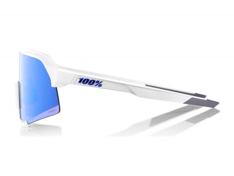 100% S3 White Glasses - Blue Mirror Lens