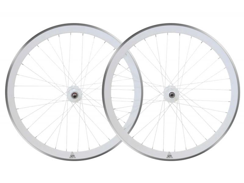 Coppia ruote scatto fisso M-Wave bianco CNC 40mm per bici