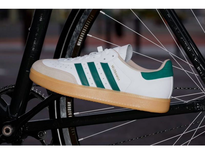 Adidas Velosamba Leather Cyclist Shoes Cloud White / Collegiate Green