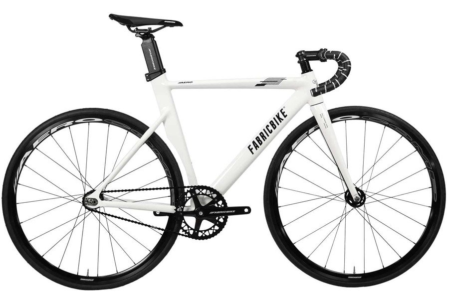 FabricBike Aero Track Bicycle - Glossy White &amp; Black