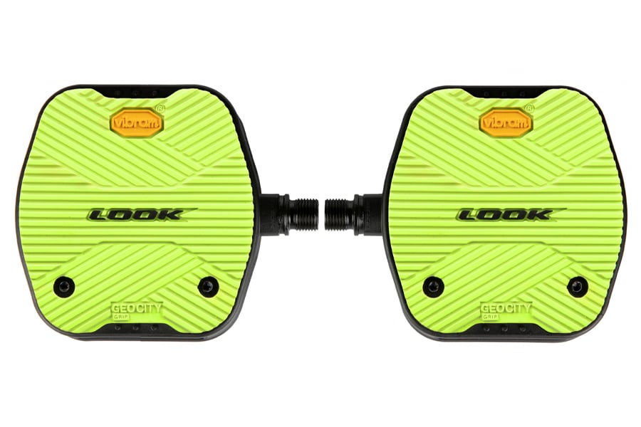 Look Geo City grip Platform Pedals in Lime for bicycle