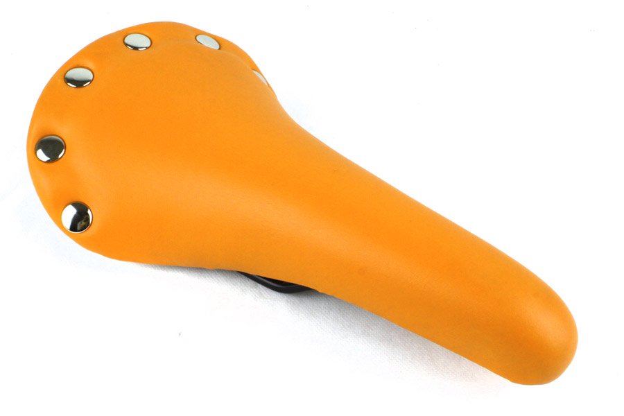 Selle BMX Vintage Fabriquée En Italie - Couleur Orange, état D'usage Avec Marques