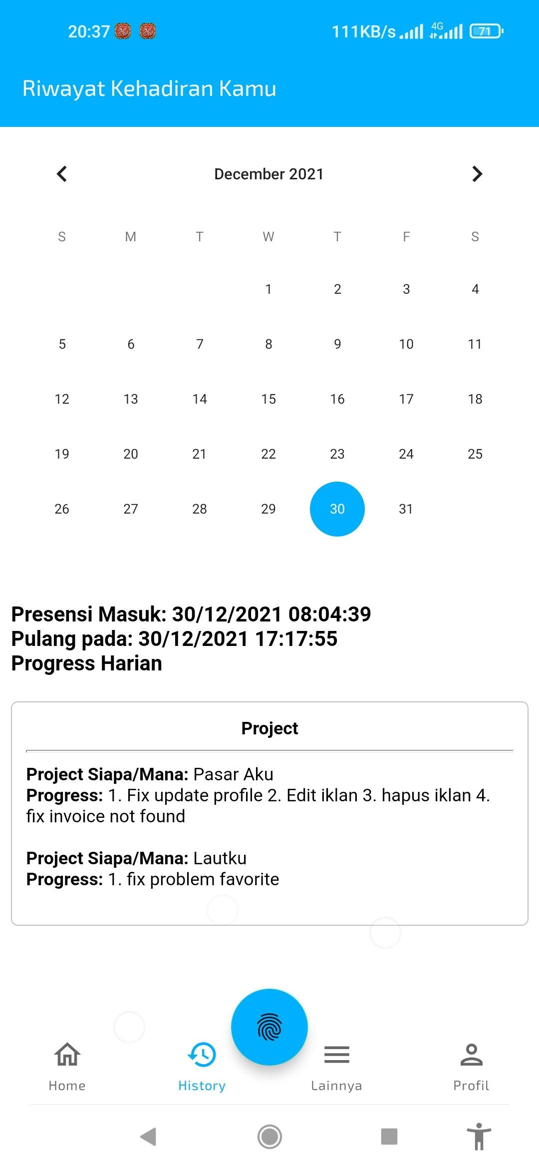 Aplikasi Presensi Lauwba (Mobile) visual 4