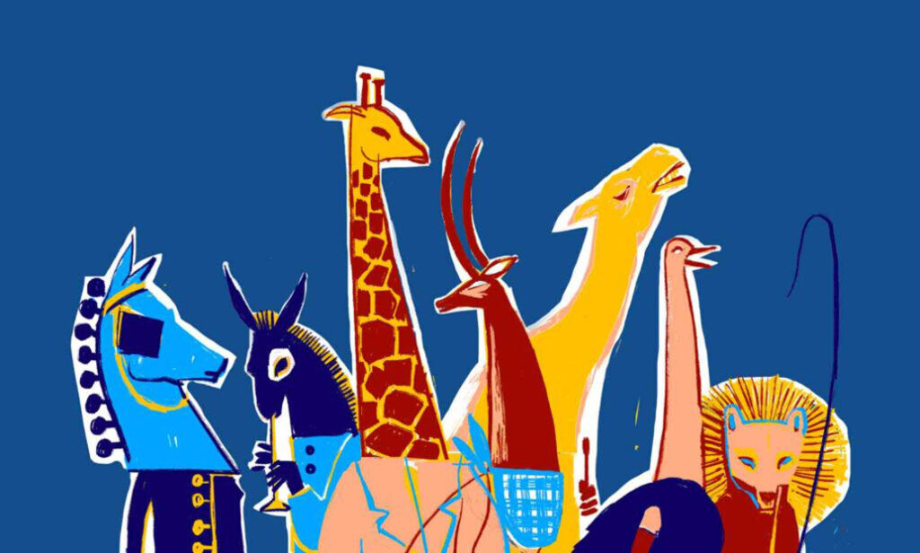 Illustration colorée de plusieurs animaux.