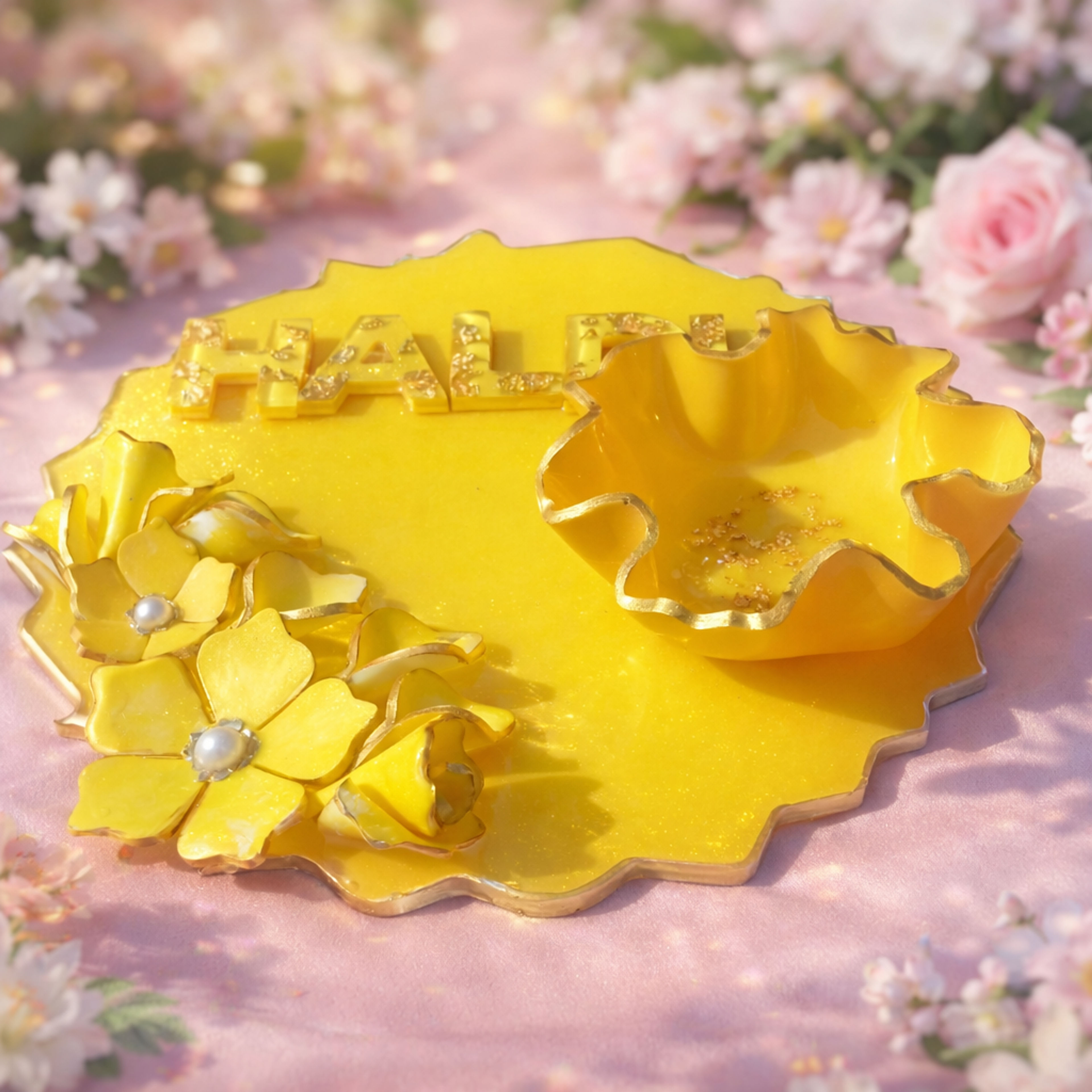 Personalized Resin Haldi Platter