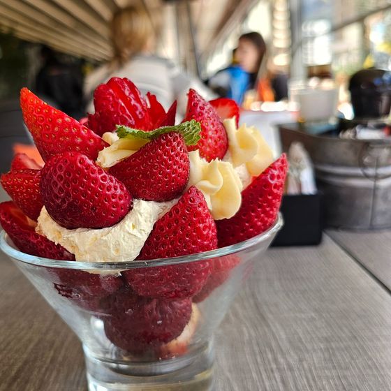 Strawberries with whipped cream