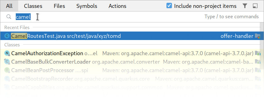 Fuzzy Search in IntelliJ