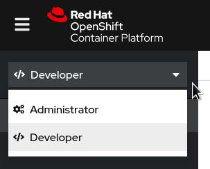 OpenShift Web Console - Switching to Developer view