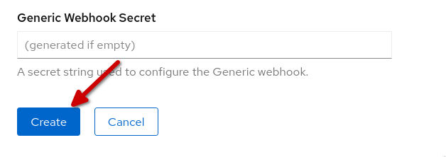 Screenshot of OpenShift Web Console template Create button