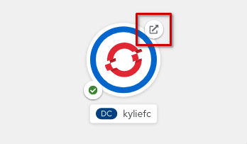 Screenshot of OpenShift topology - Open URL