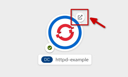 Screenshot of OpenShift topology - Open URL