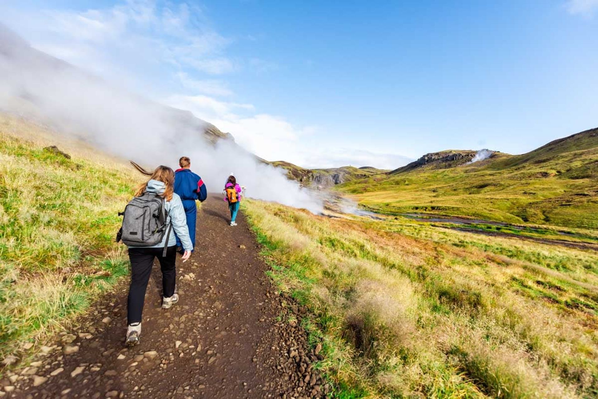 Wanderung zu den heißen Quellen von Reykjadalur & Geothermal-Tour