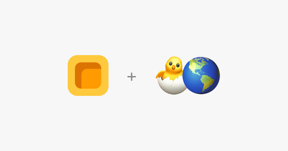 Waffle logo plus the emoji of Americas and a hatching chicken