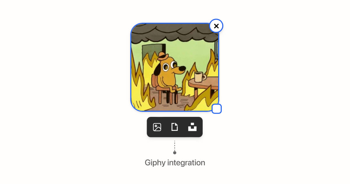 Waffle's image widget and its selector with the new Giphy integration.