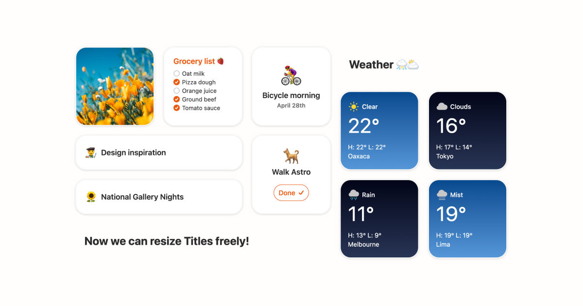 A Waffle app board with all kinds of widgets.