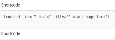 Contact Form 7 admin shortcode