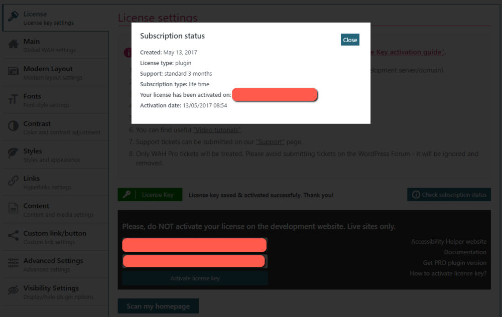 status popup