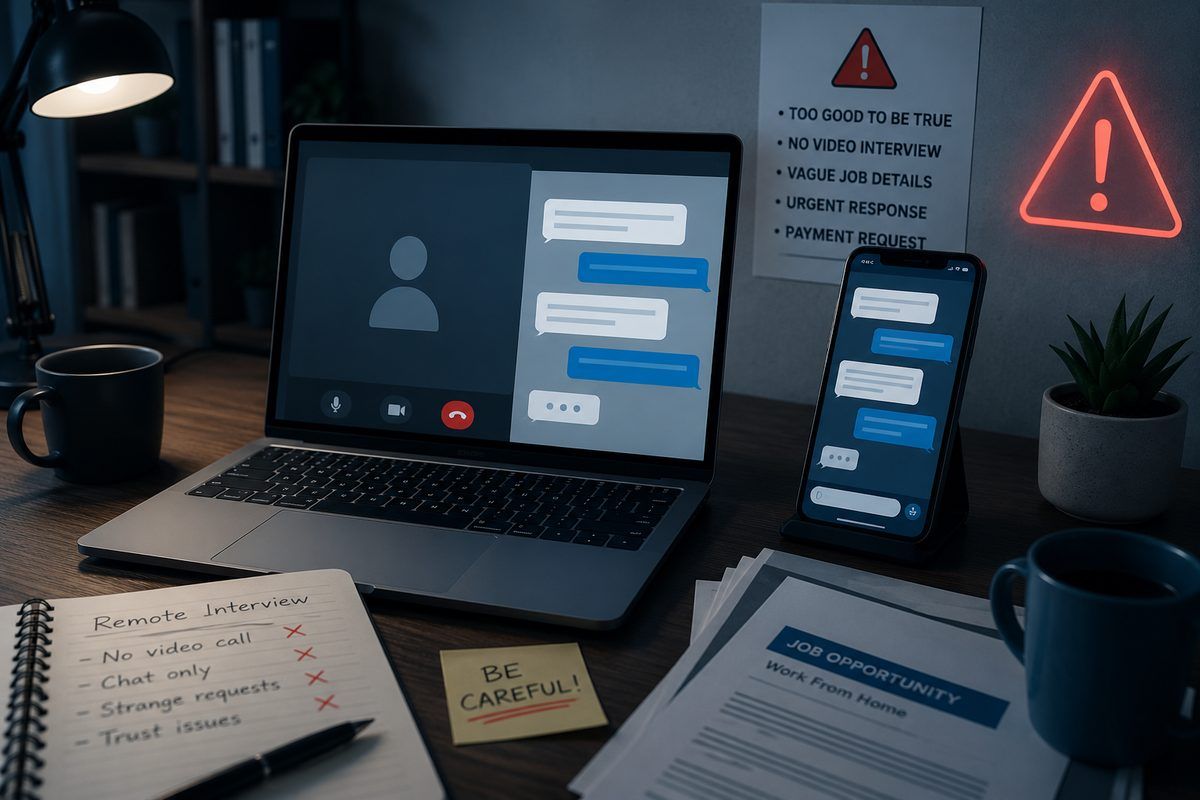 Fake remote job interview conducted over chat with no video call