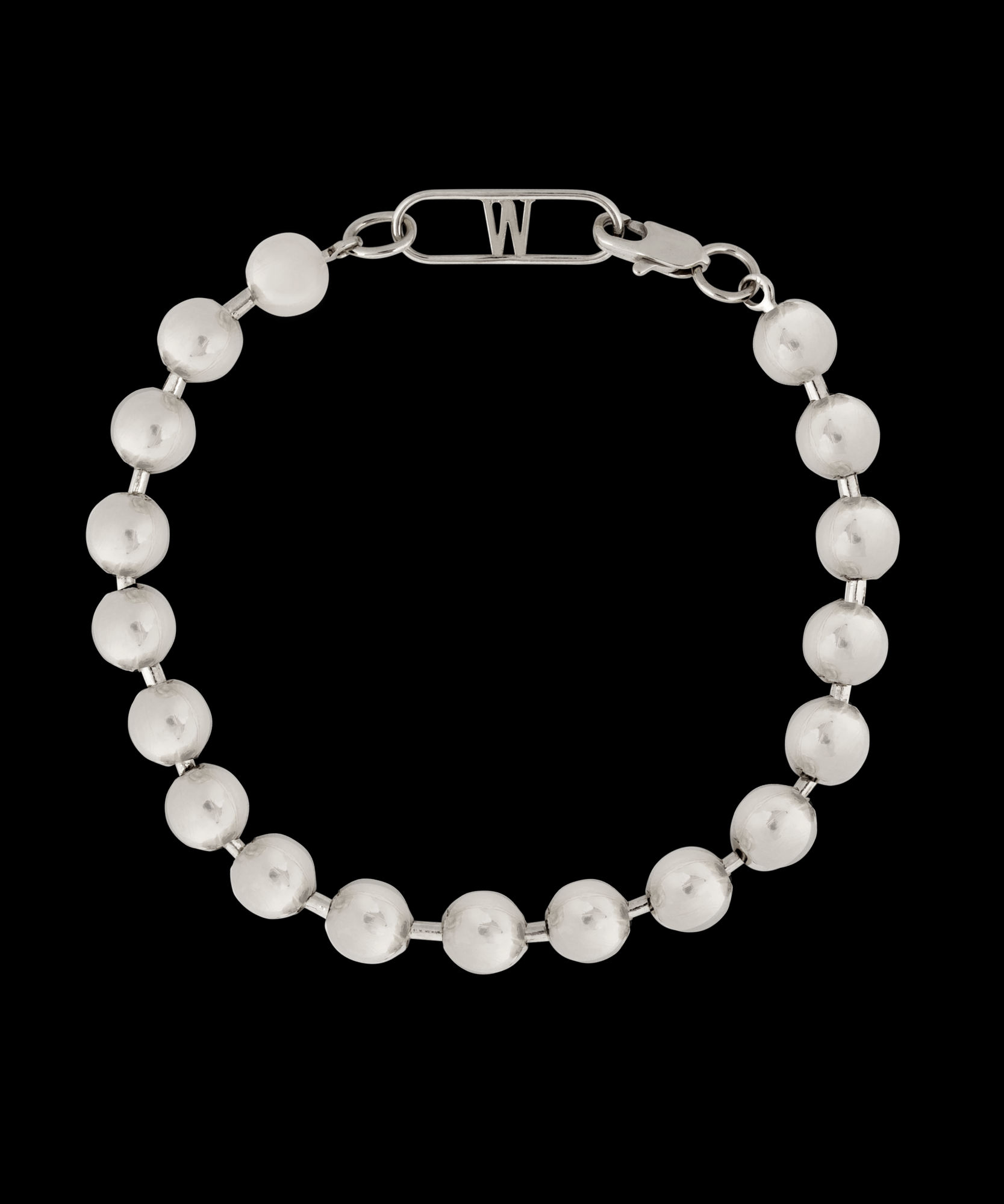 A Harry Bracelet Silver with a silver clasp on a black background by WALD Berlin.