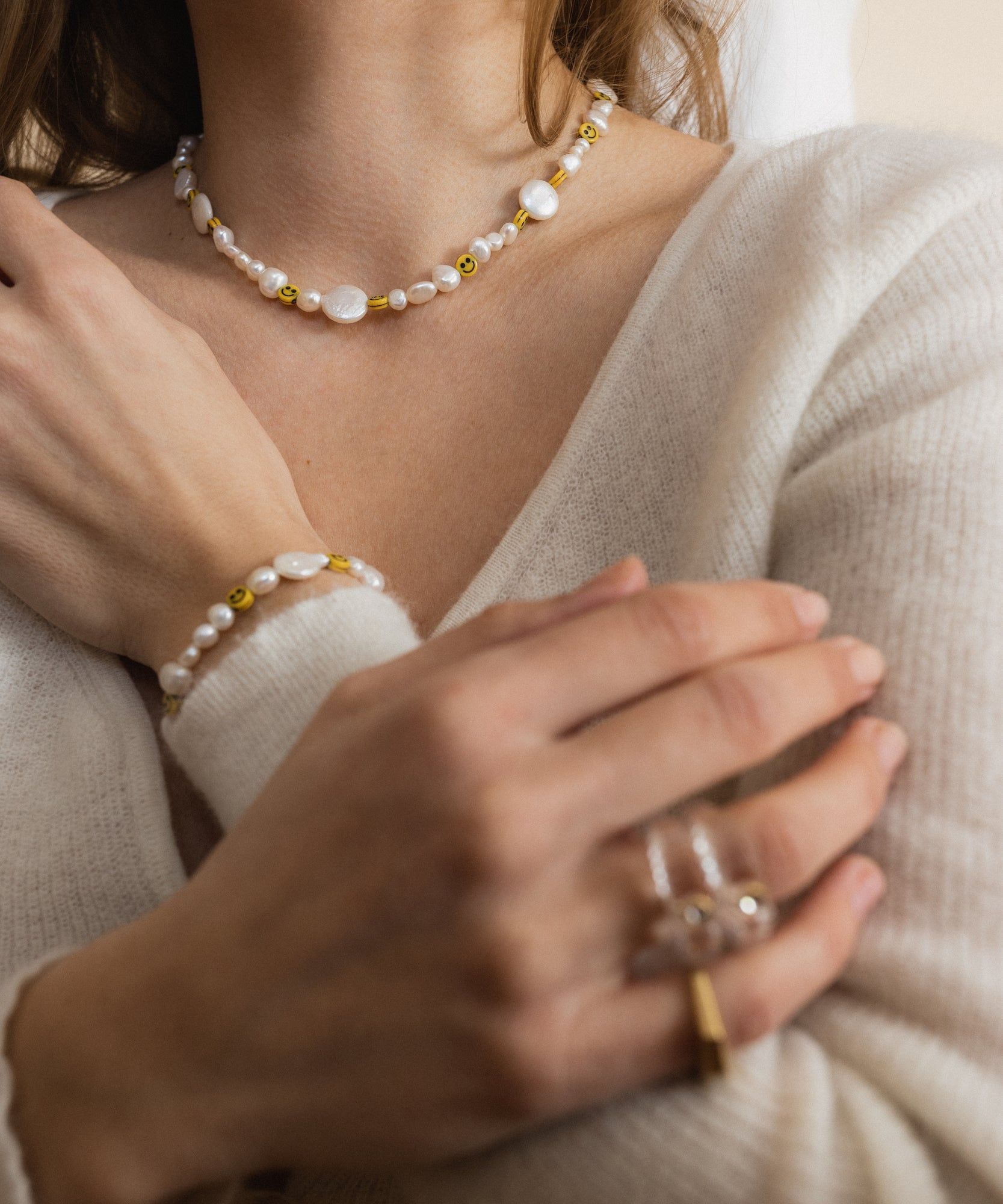 Smilie Dude Pearl Necklace