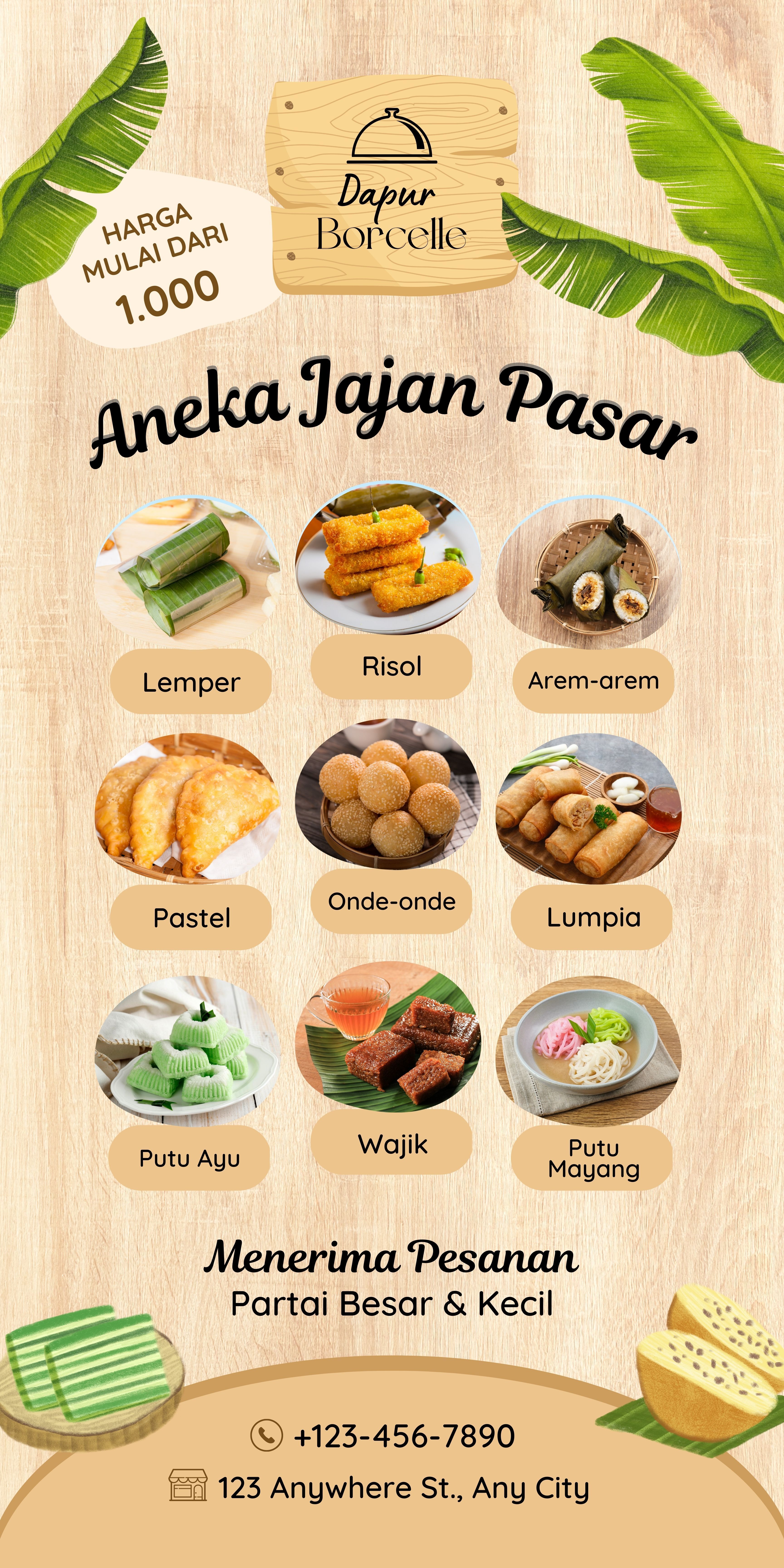 Download Template  Desain Menu Aneka Jajan Pasar Coklat Hijau  Gratis