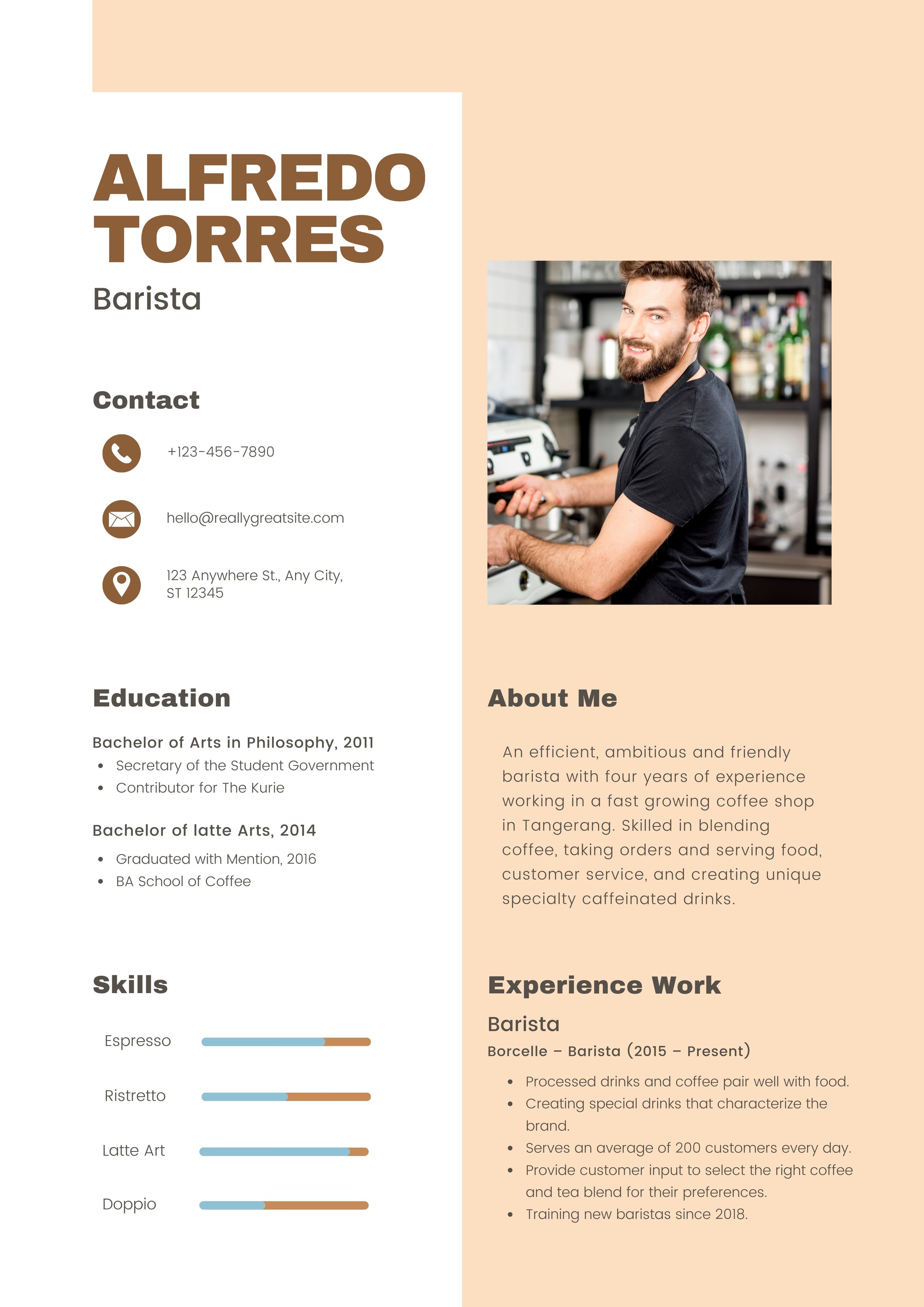 Template CV Keren Barista 