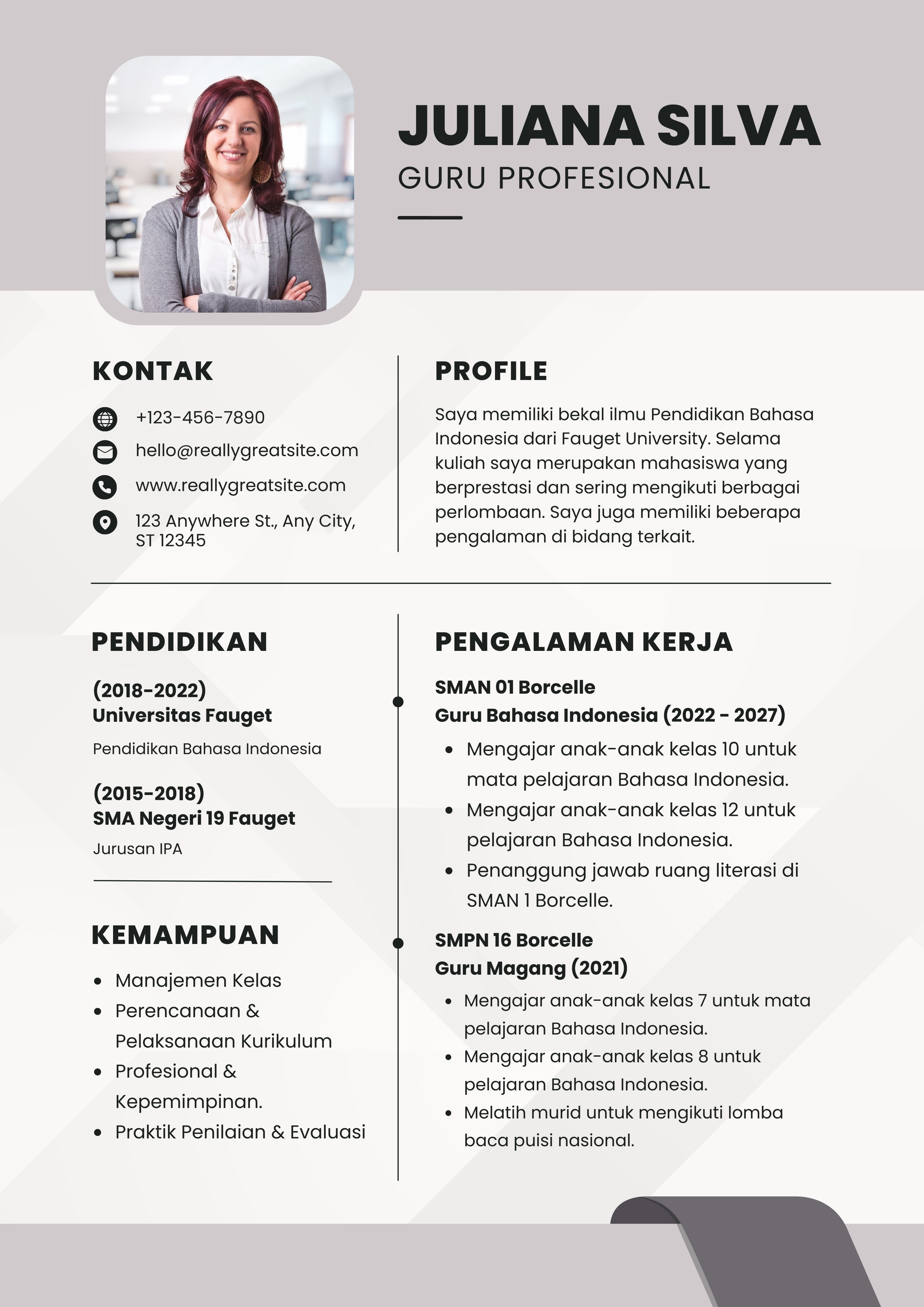 Template CV Keren Guru Profesional