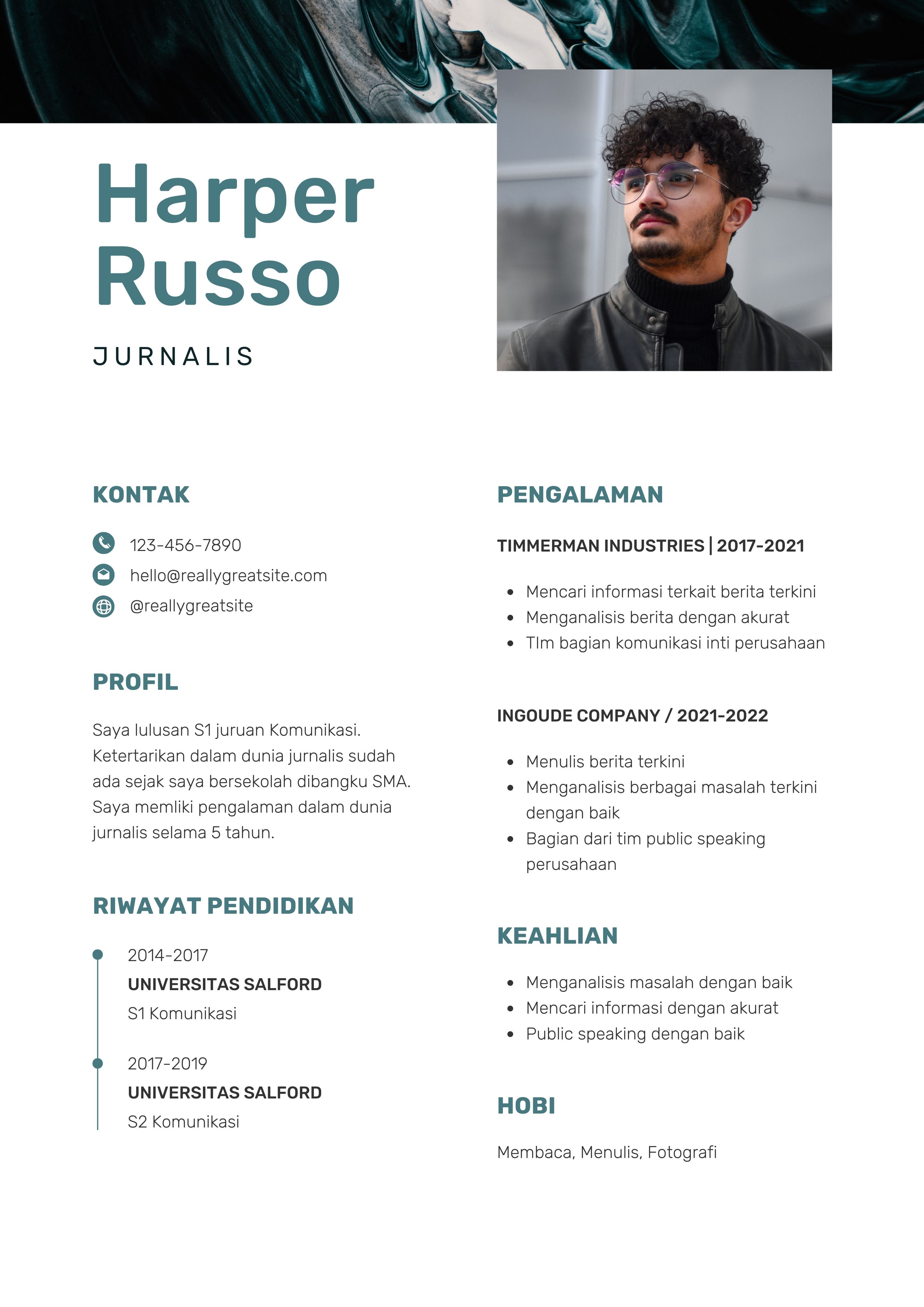 Template CV Keren Jurnalis