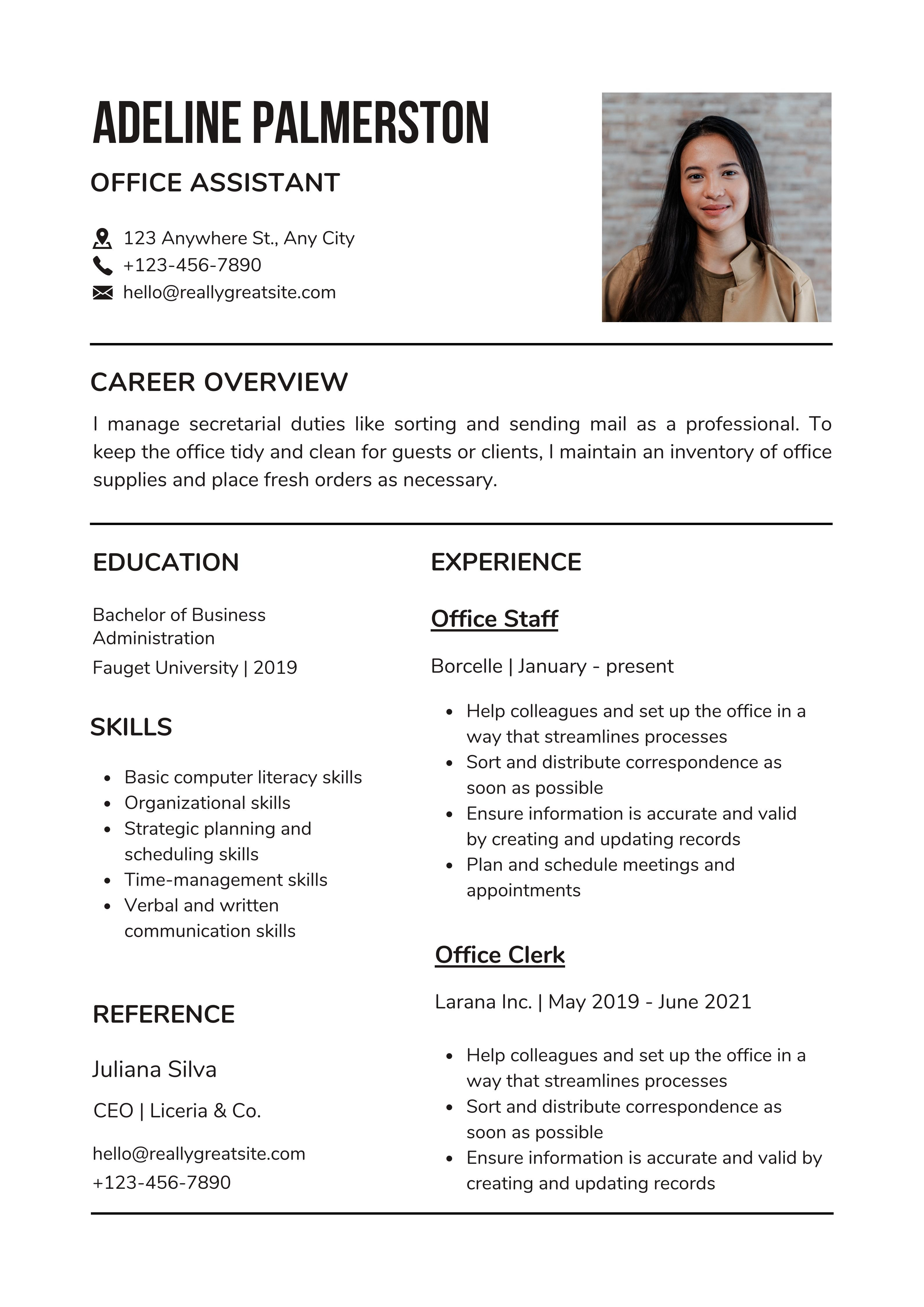 Template CV Keren Office Assitstant