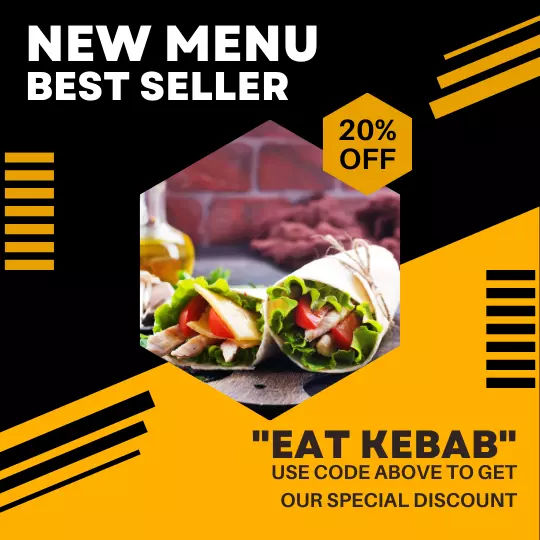 Template Feed Instagram Menu Baru Kebab Hitam Kuning