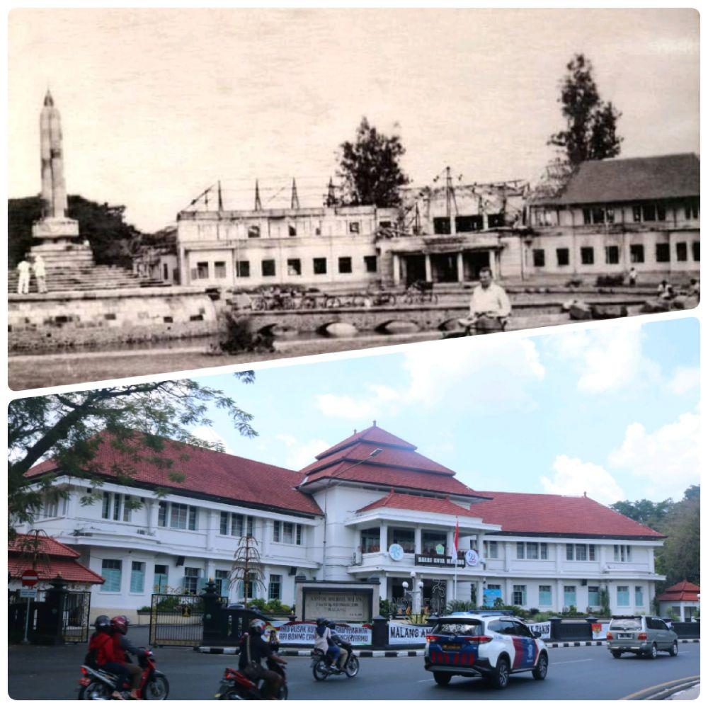 The Malang City Hall building, then and now, was constructed in 1927 java private tour