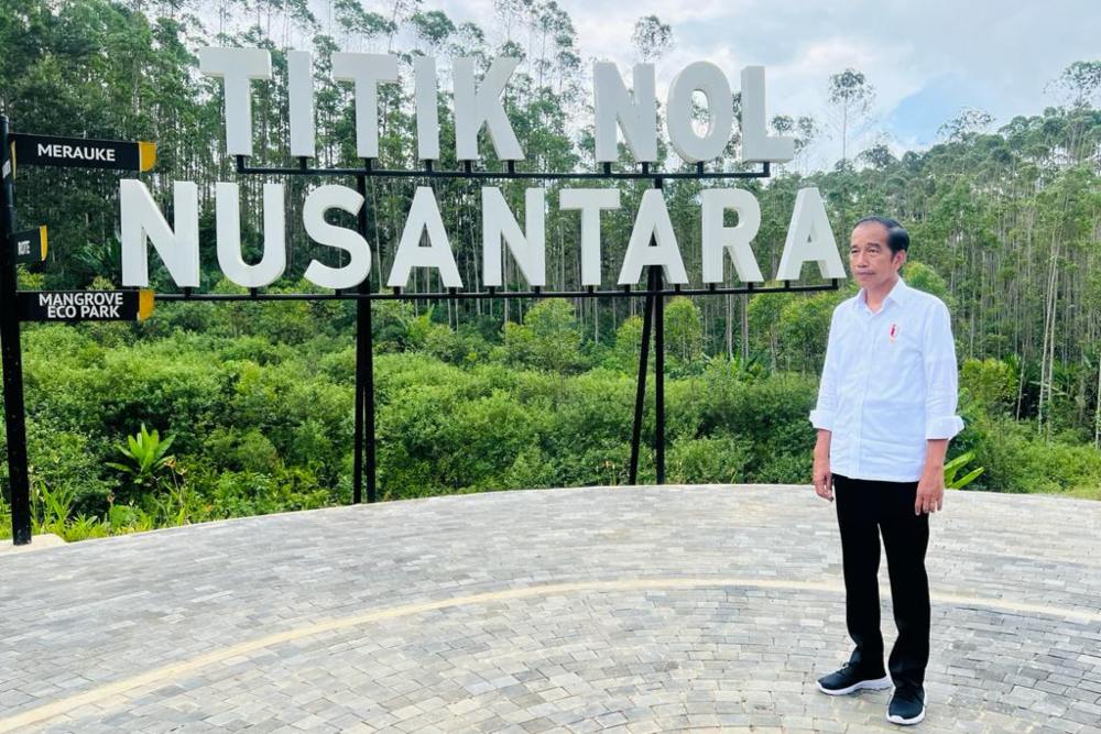 President of Indonesia Jokowi is at the zero point kilometer of the Nusantara capital city