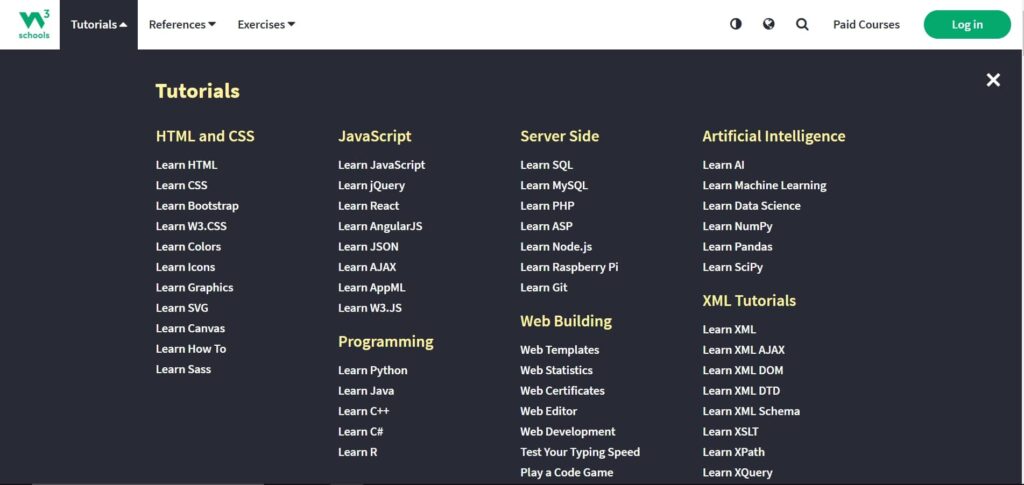 W3 Schools learn web development