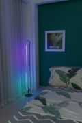 Picture of Colorful Circle modern designer night light led RGB corner floor lamp standing Nordic arc floor lamp for bedroom.