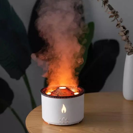 Picture of 2H/8H Timer Flame Light Volcano Diffuser Humidifier Waterless Auto Shut-Off Aroma Volcano Aromatherapy Air Humidifier Diffuser