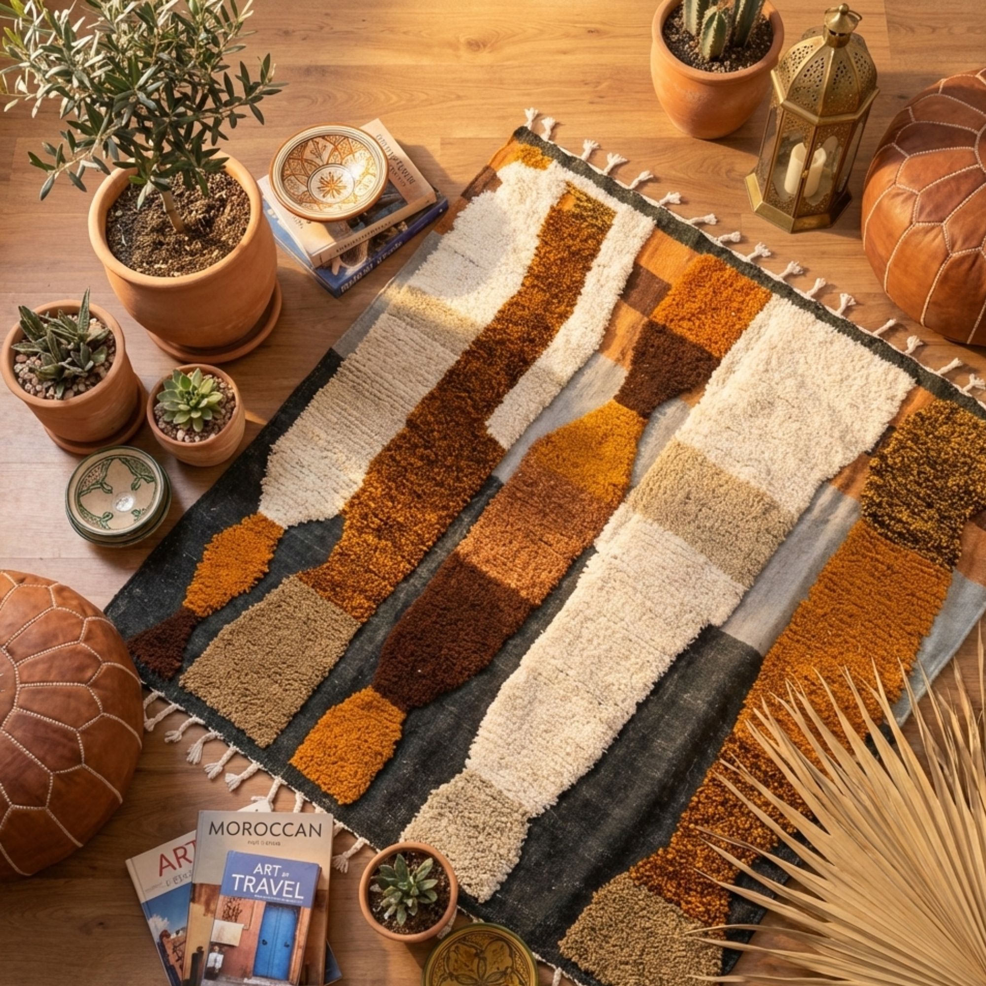 Tribal Moroccan Rug — Heritage Style — Authentic Decor - Hand-knotted Moroccan rug, front view showing Tribal Moroccan Rug — Heritage Style — Authentic Decor texture and colors