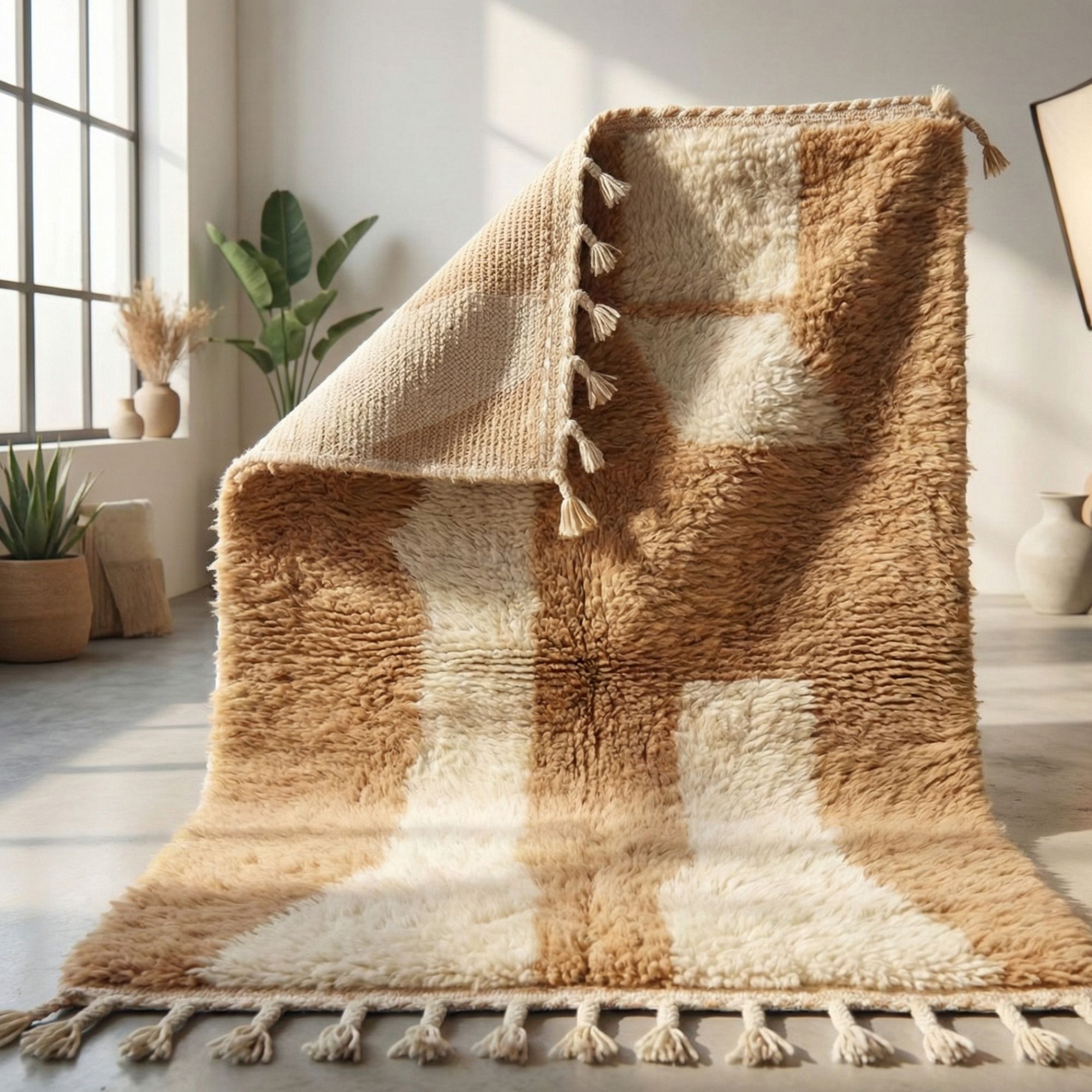 Custom Moroccan Rug — Modern Berber Style - Hand-knotted Moroccan rug, front view showing Custom Moroccan Rug — Modern Berber Style texture and colors