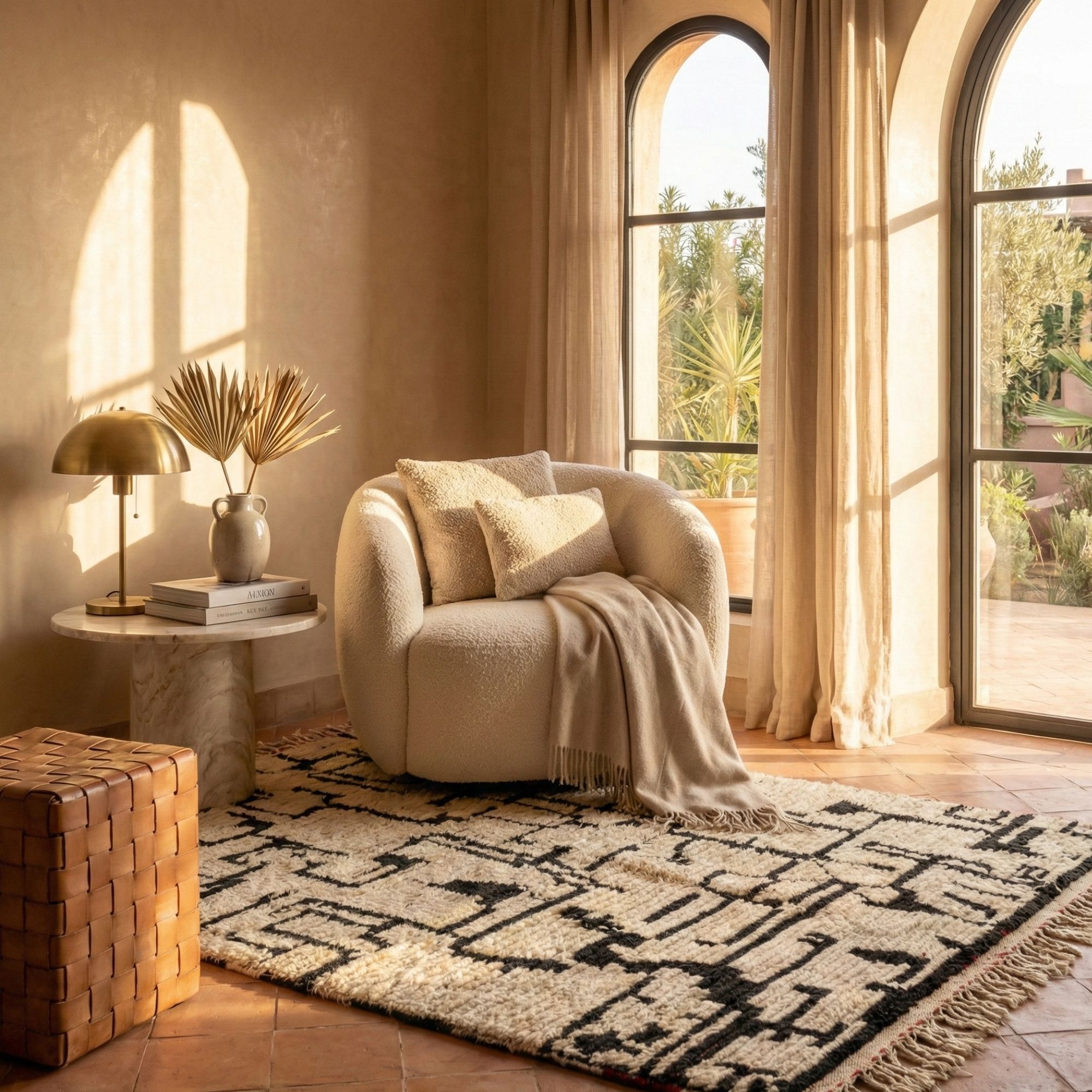 Custom Moroccan Rug — Beni Ourain Wool - Hand-knotted Moroccan rug, front view showing Custom Moroccan Rug — Beni Ourain Wool texture and colors