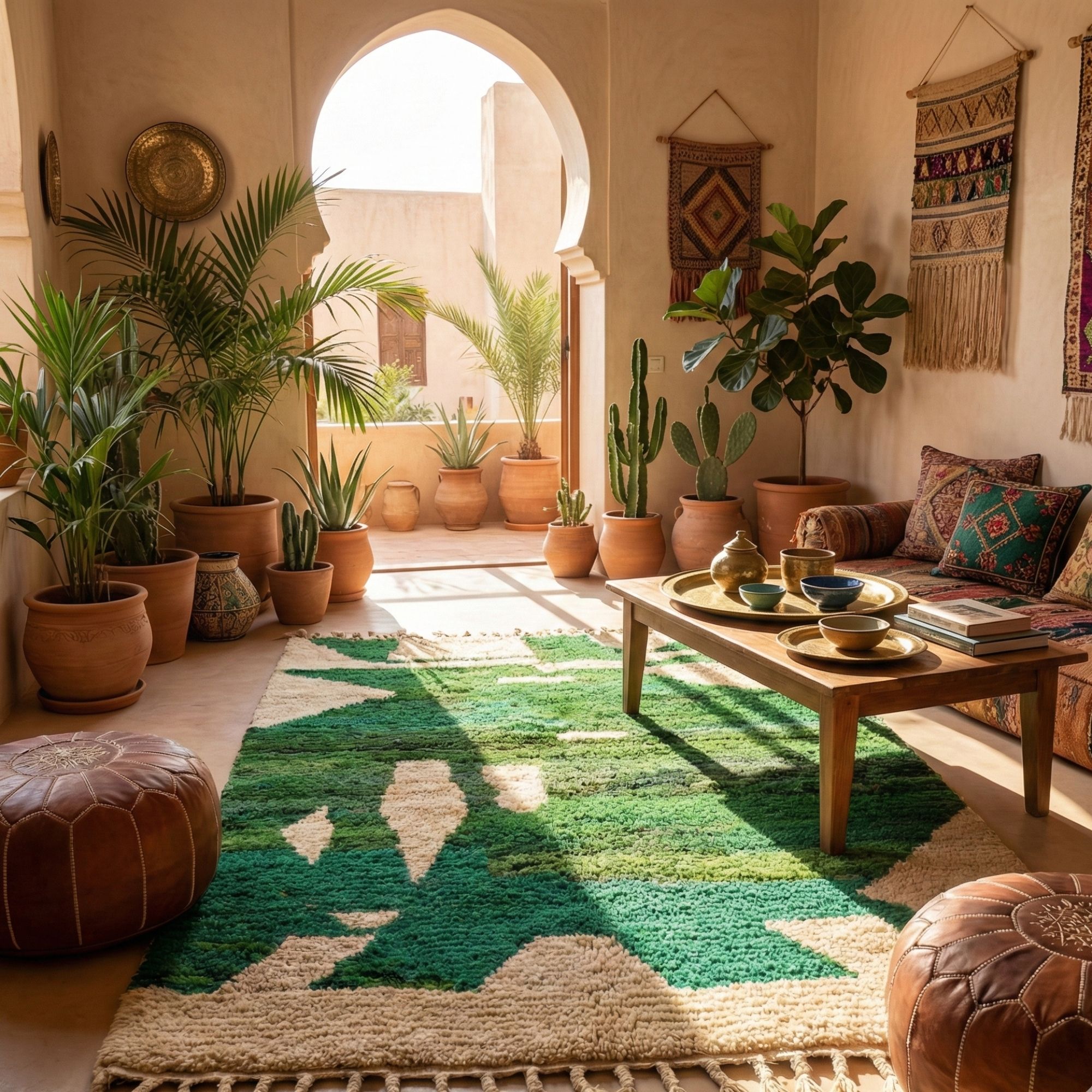 Tribal Moroccan Rug — Green Geometric Rug — Living Room | Nomadinas