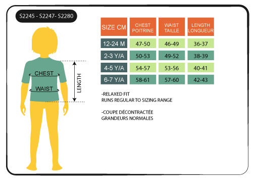 Size Chart S2245 S2247 S2280