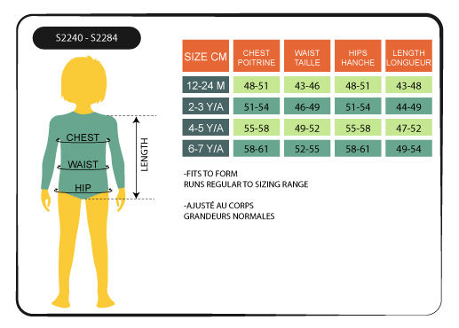 Size Chart S2240 S2284
