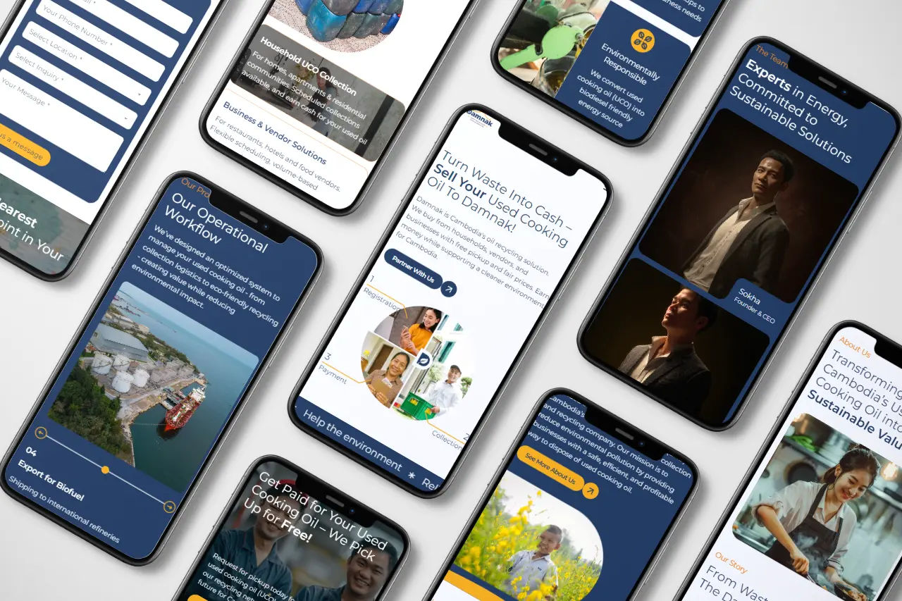 Damnak oils mobile layout designs