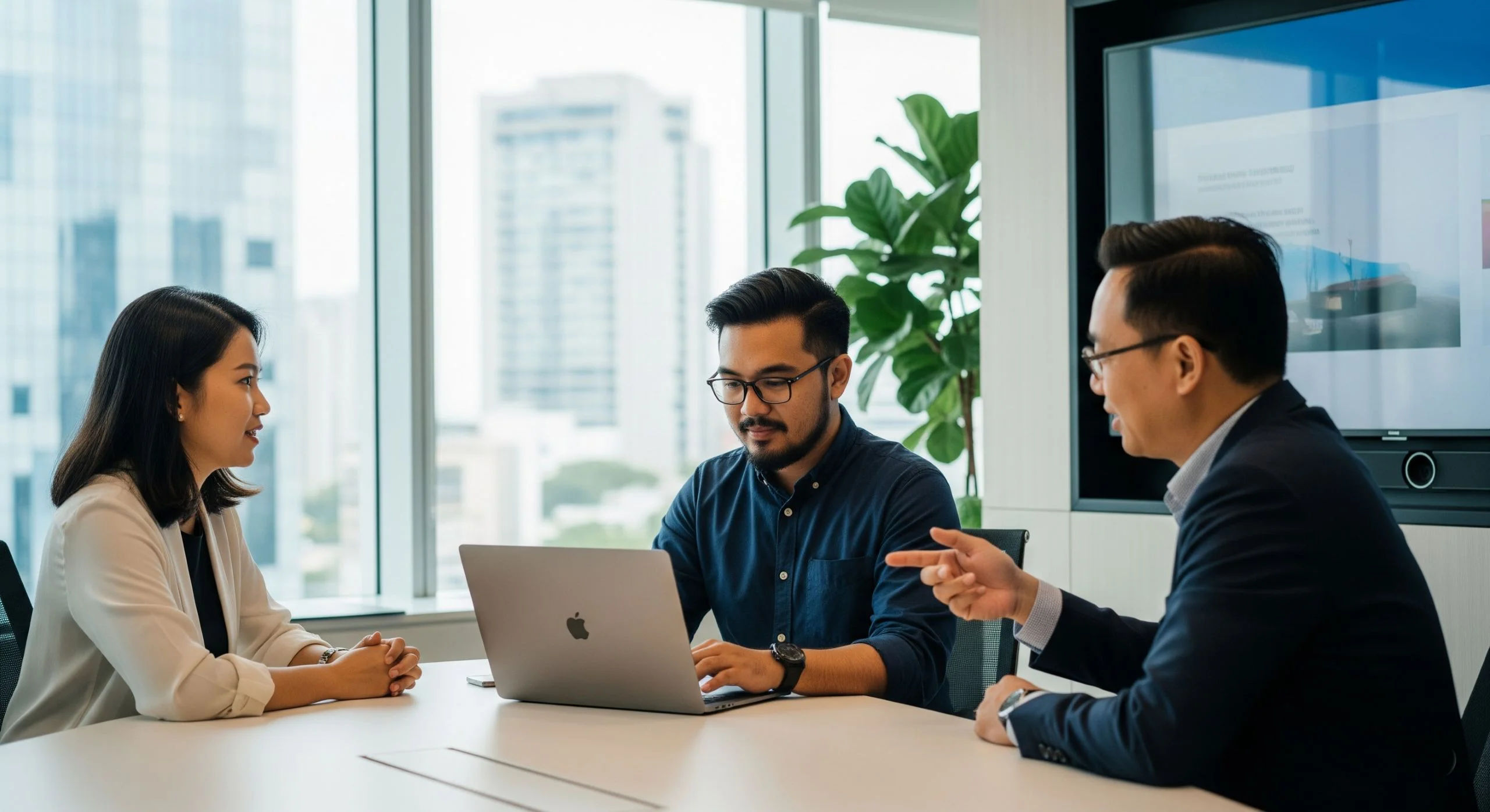 Team meeting at a web design agency office