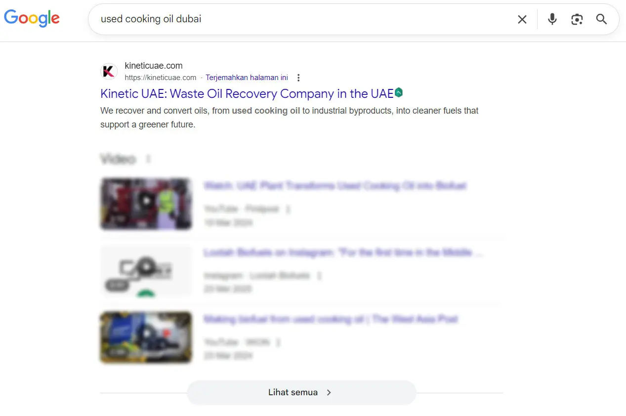 Kinetic uae google serp result