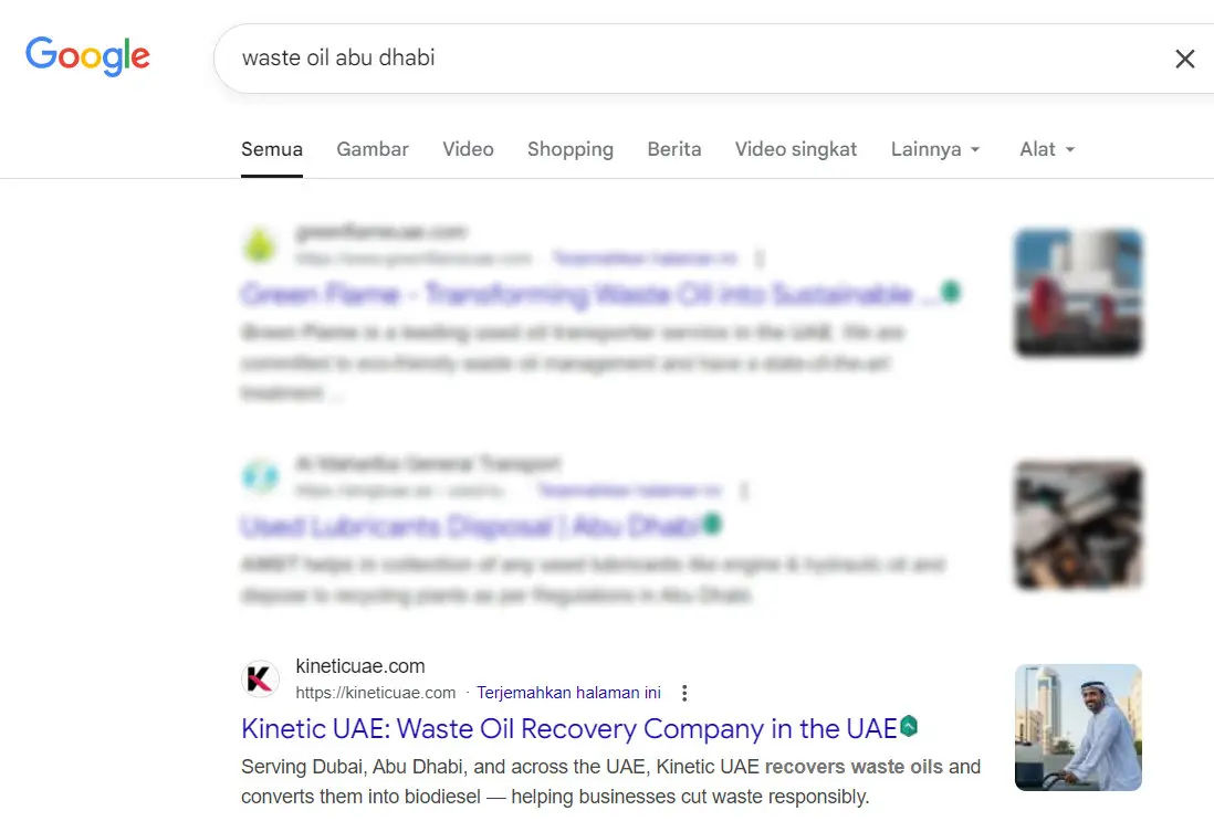 Kinetic uae google serp result