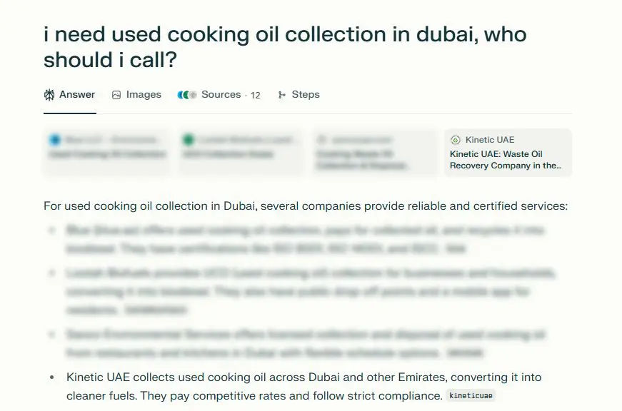 Kinetic uae perplexity search